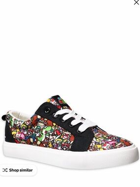 Nintendo Kids Black Multicolor Graphic Low-Top Sneakers